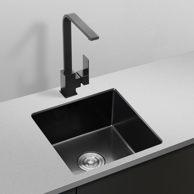 Black Nano Stainless Steel Mini Sink Single Slot Trumpet Kitchen Sink