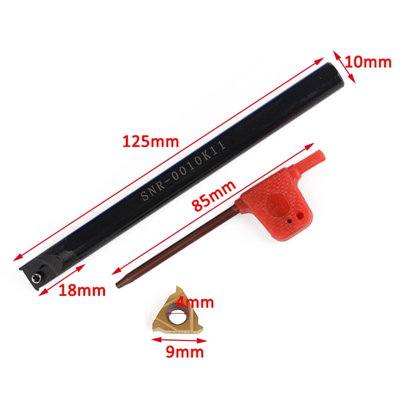 1pc SNR0010K11 Internal Tool Boring Holder+ Wrench + 11IR A60 Carbide Insert For Lathe Threading Turning Tool
