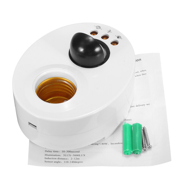 E27 Infrared Light Lamp Holder Switch Motion PIR Sensor Adjustable Delay Base Lamp Holder