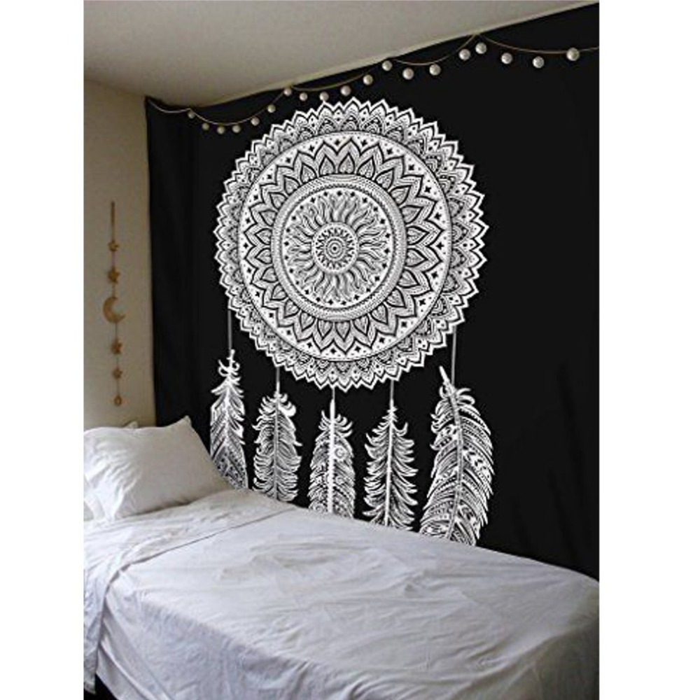 Cilected-Black-And-White-Wall-Cloth-Tapestries-Feather-Printed-Mandala-Tapestry-Wall-Hanging-Home-Decor-Beach (2)