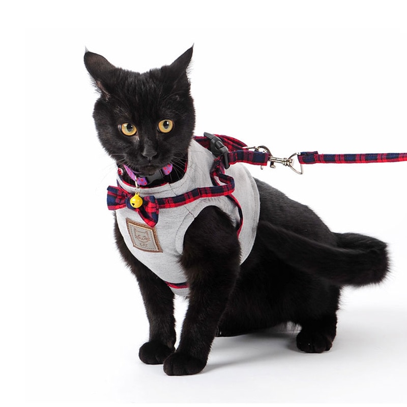 4 Colors Pet Cat Harness With Leash British Style Jacket Cat Harness Walking Training Hand Grip Straps Leash (1)