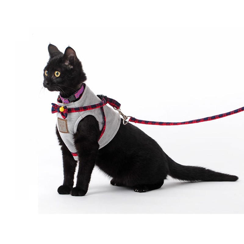 4 Colors Pet Cat Harness With Leash British Style Jacket Cat Harness Walking Training Hand Grip Straps Leash (3)