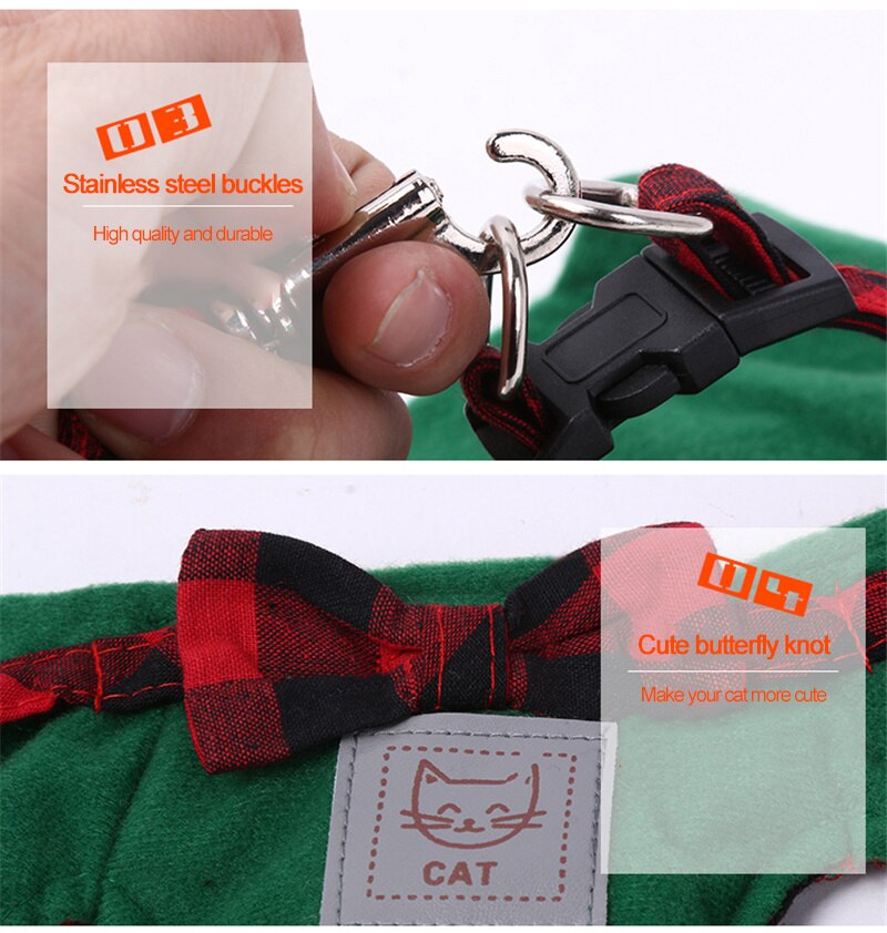 4 Colors Pet Cat Harness With Leash British Style Jacket Cat Harness Walking Training Hand Grip Straps Leash Traction Belt Cat Collar (5)