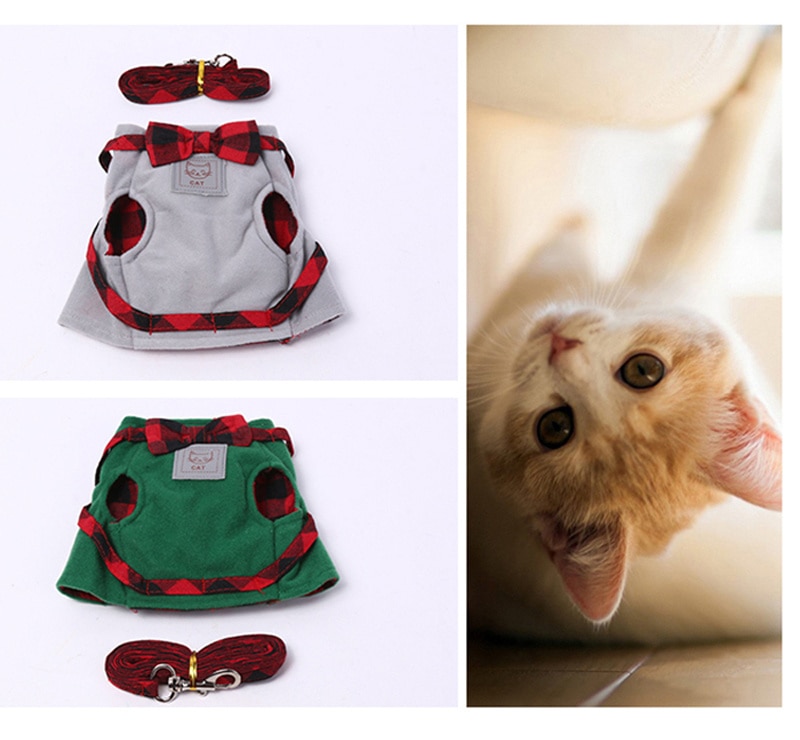 4 Colors Pet Cat Harness With Leash British Style Jacket Cat Harness Walking Training Hand Grip Straps Leash Traction Belt Cat Collar (3)