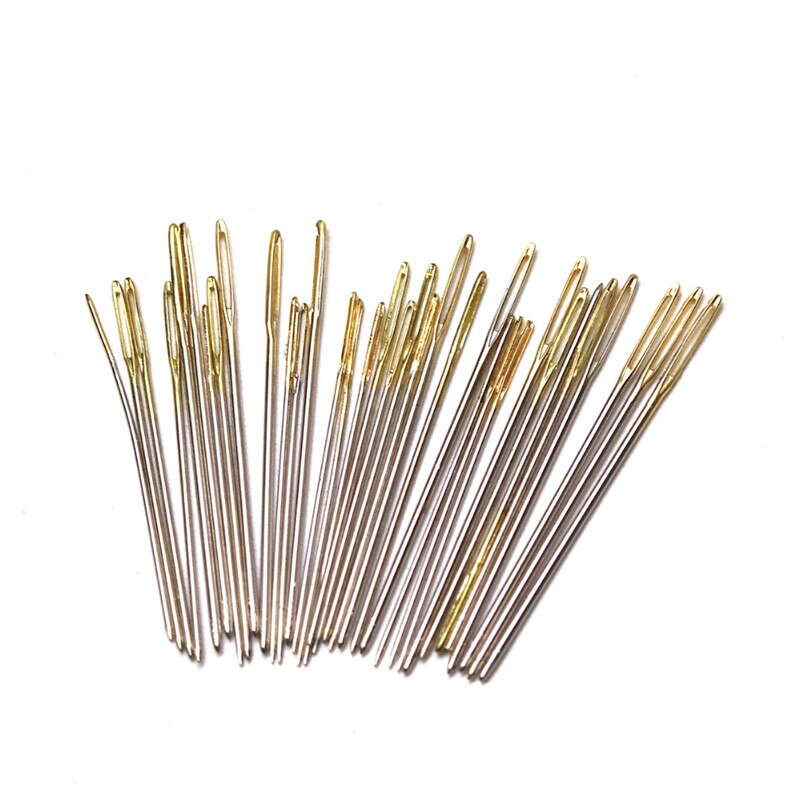 30pcs 3.4cm 3.7cm 4.1cm Hand Sewing Needles Gold Eye Embroidery Cross Stitch Needles With Threaders Home DIY Sewing Accessories (10)