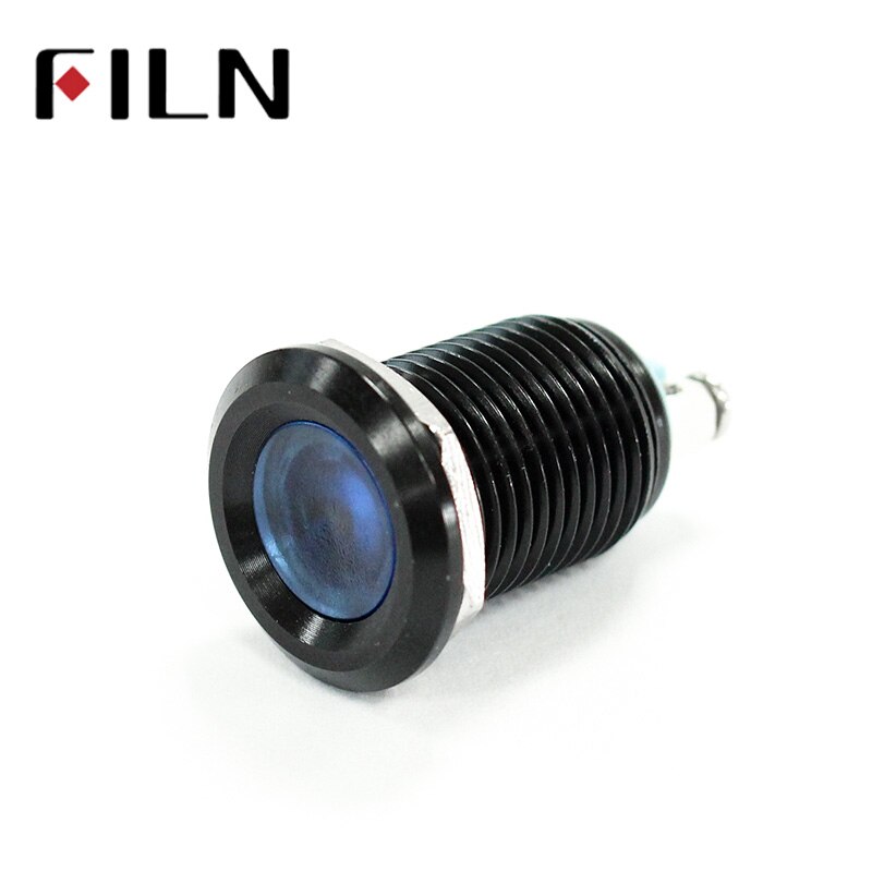 12mm waterproof black house Signal lamp LED Metal Indicator light Flat  LIGHT 3V 6V 12V 24V 220V screw connect (2)