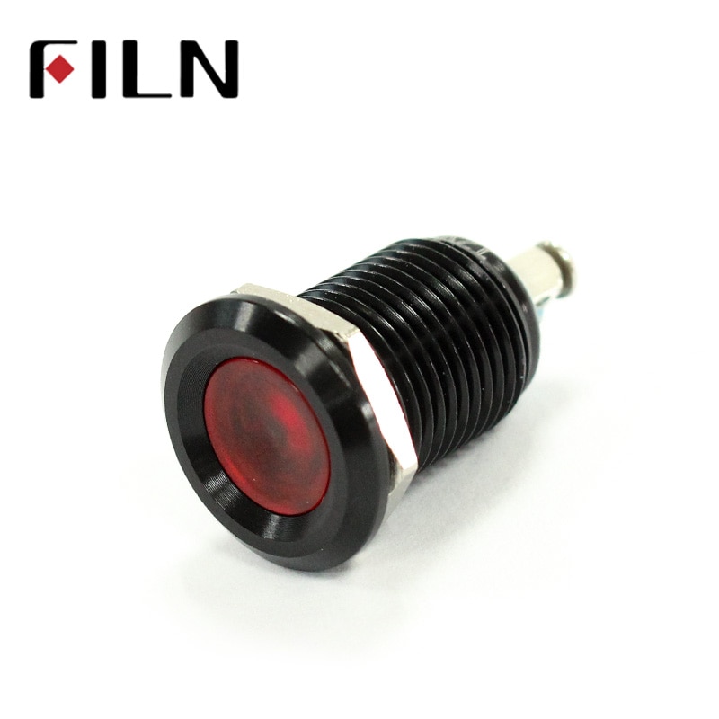 12mm waterproof black house Signal lamp LED Metal Indicator light Flat  LIGHT 3V 6V 12V 24V 220V screw connect (4)