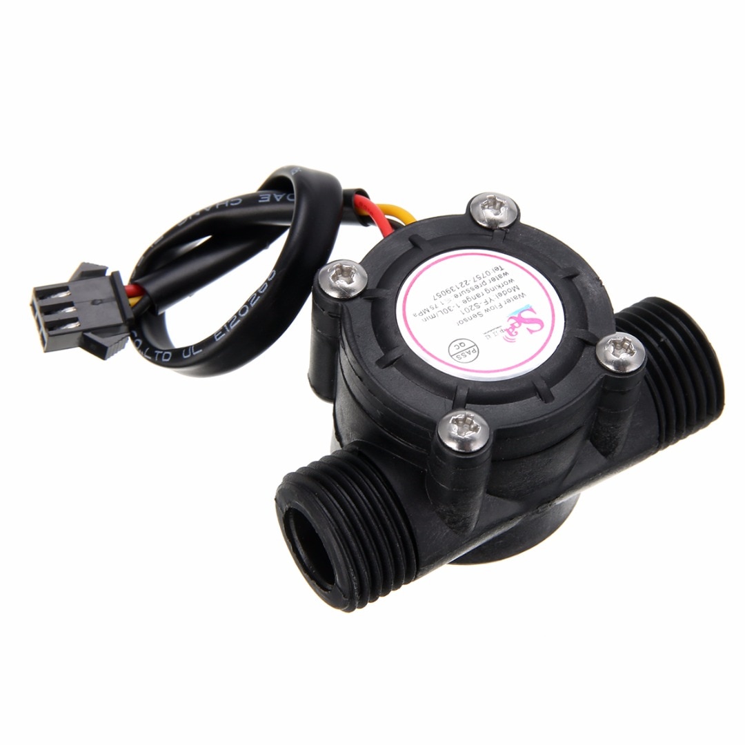 1/2'' Water Flow Sensor 1-30L/min Hall Flowmeter Temperature Sensor for Arduino Turbine Flowmeter Measure Temperature Instrument