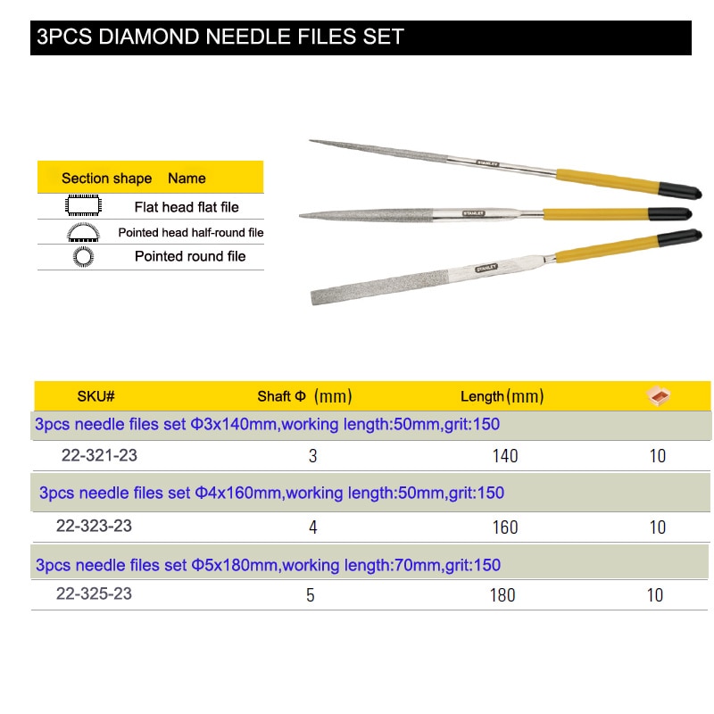 22-321-23 dimond needle file set 3pcs size