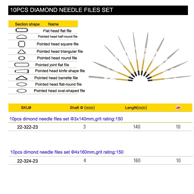 22-322 dimond needle file size