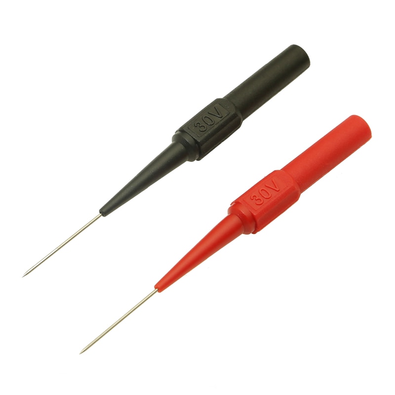 2pcs Insulation Piercing Needle Non-destructive Multimeter Test Probes Red/Black 30V-60V Mayitr For Banana Plug
