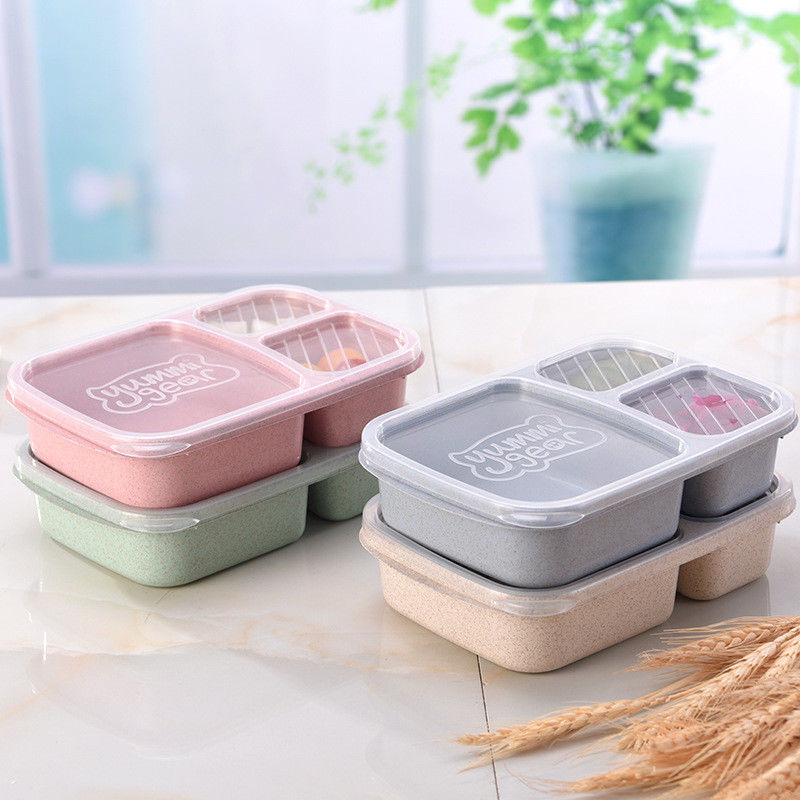 Wheat Non-pollution Microwave Bento Lunch Box Picnic Food Container Storage Box