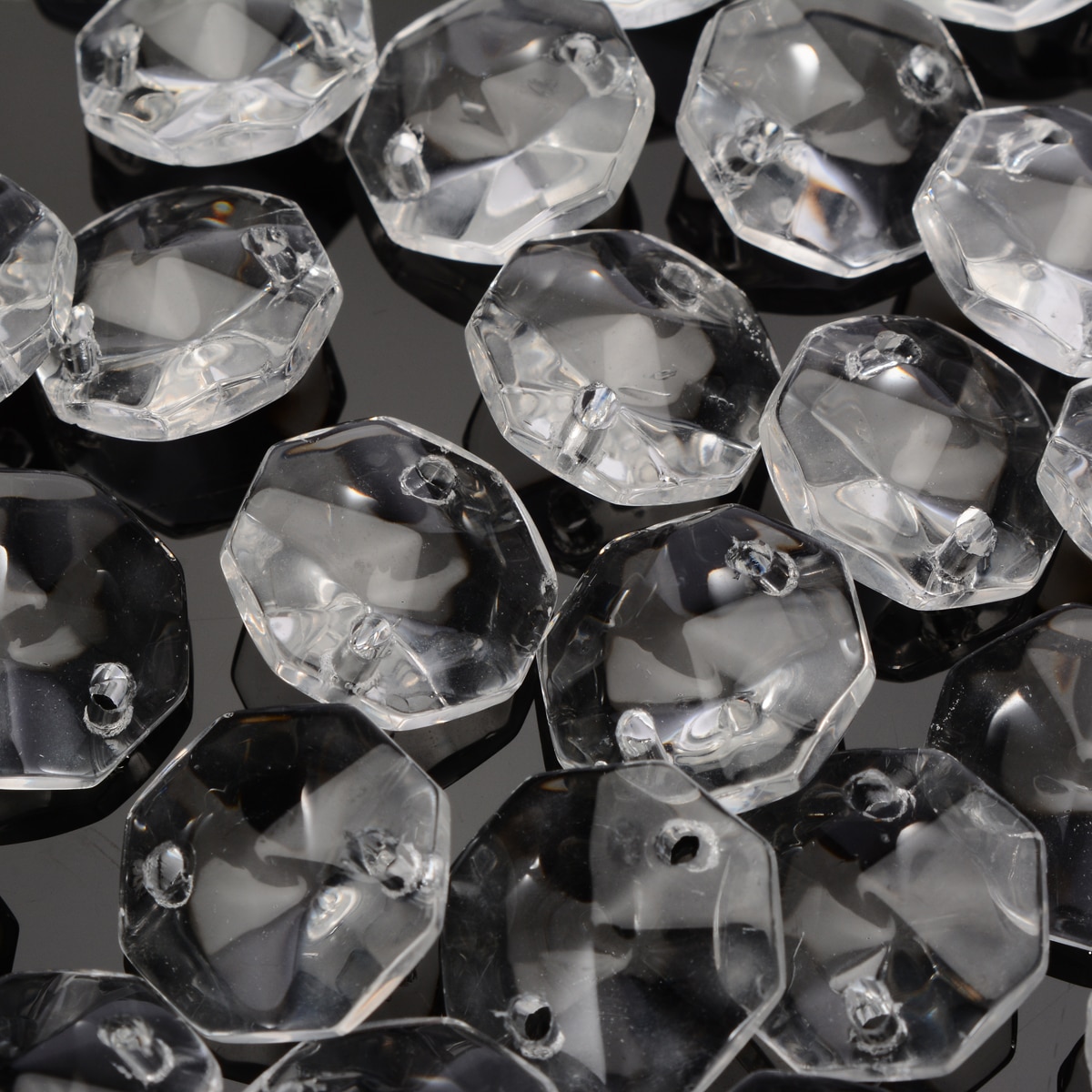 50Pcs 14mm Glass Crystal Prisms Clear Octagonal Beads Glass Pendant Chandeliers for Lamp Light Decorations