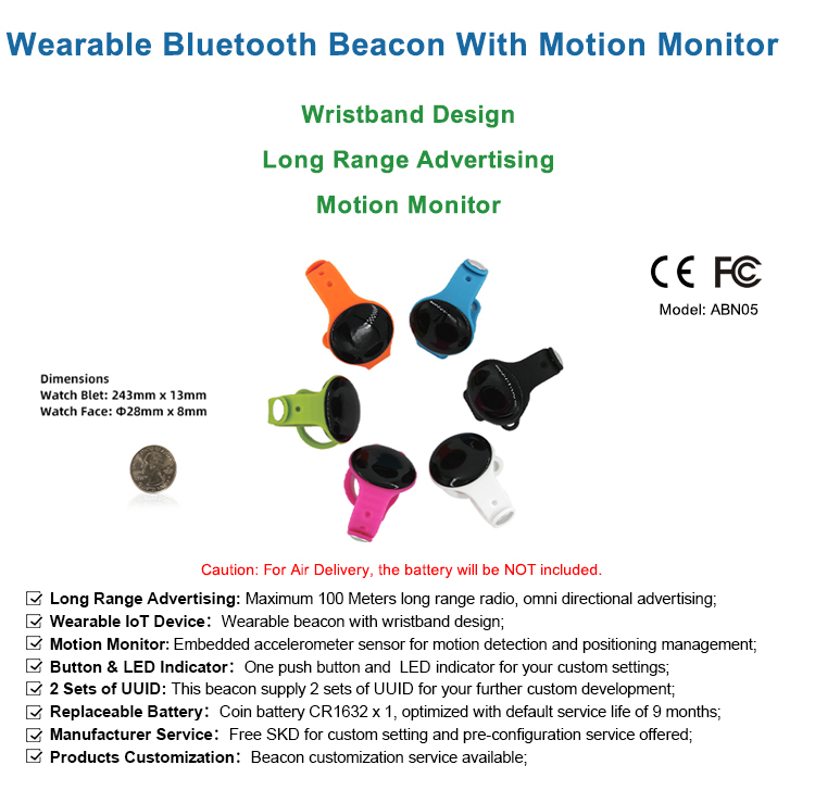 New Style Wearable Ble NRF52810 iBeacon Wristband Bluetooth Beacon Bracelet