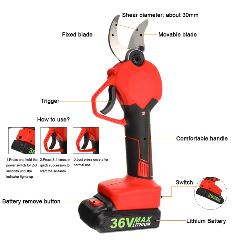 Electric-Wireless-Rechargeable-Lithium-Tree-Pruning-Shears-Garden-Cutter-Garden-Tools-Pruning-Cutting-Shears-Grafting-Shears