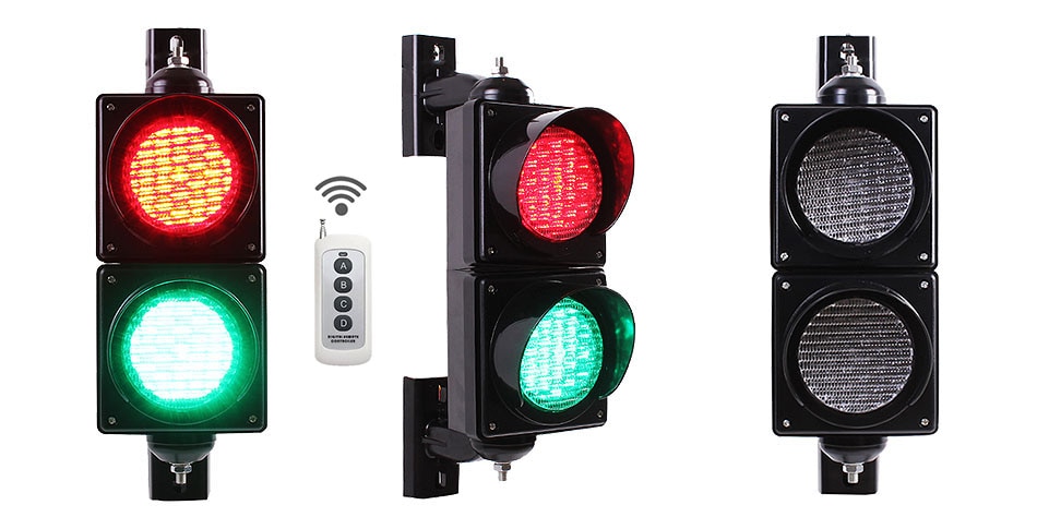 remote control 4-inches-100mm-LED-Traffic-Light-Lamp-Red-Green-Traffic-Signal-Light-Parking-Lot-Signal-Entrance in