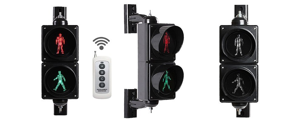 remote control 4-inches-100mm-LED-Traffic-Light-Lamp-Pedestrian-red-Green-man-Traffic-Signal-Light-Parking-Lot-Signal-Entrance in