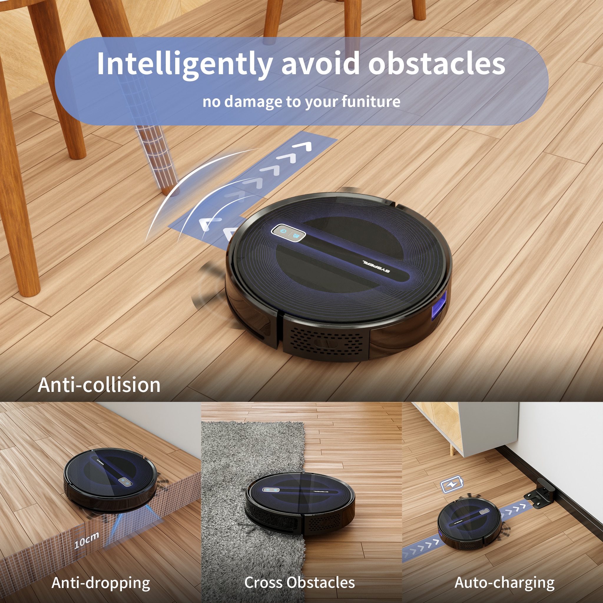 SYSPERL V40P V2 Smart Robot Vacuum Cleaner,2600pa Suction Household ...