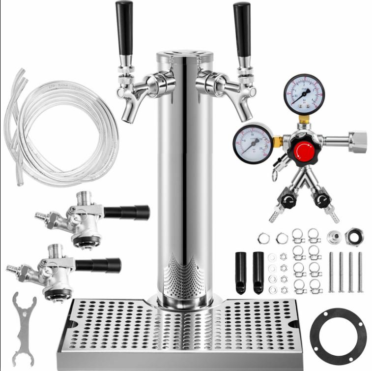 kegerator tower kit,double faucet,stainless steel