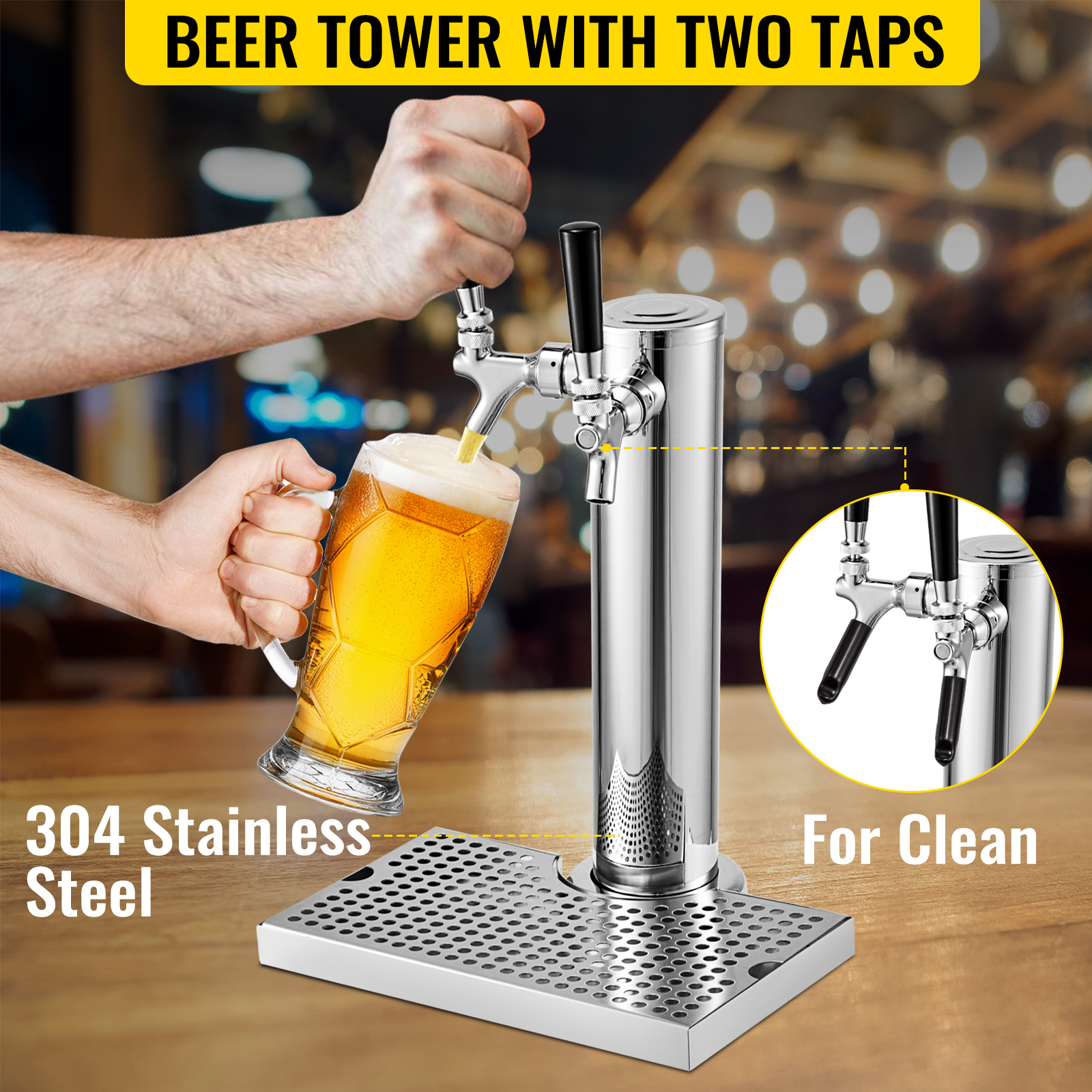 kegerator tower kit,double faucet,stainless steel