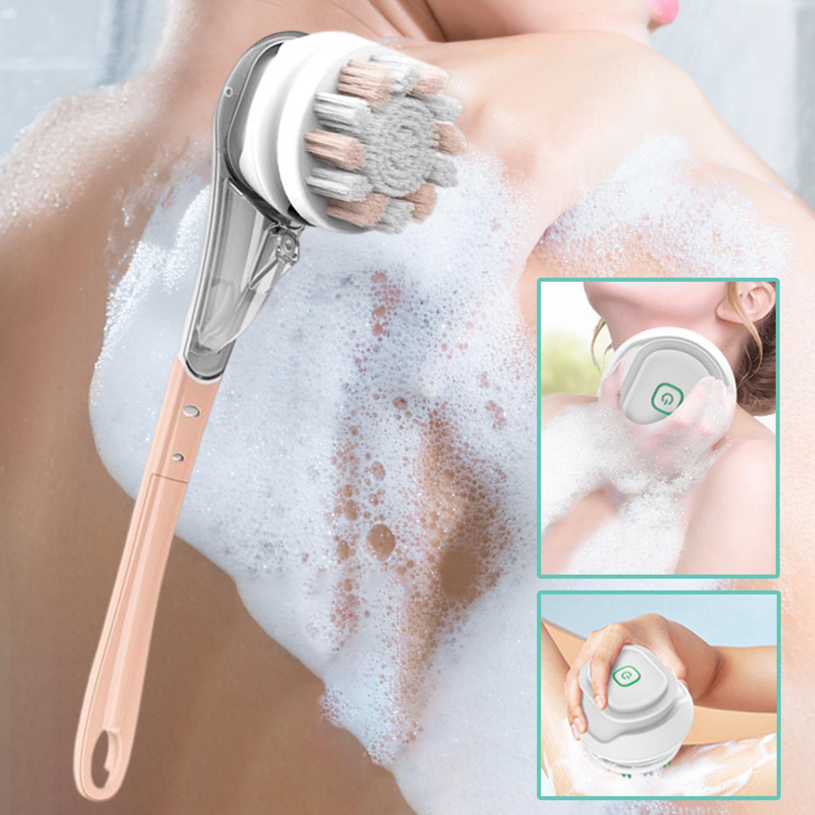 Electric Body Brush Scrubber Rechargeable with Long Handle Cordless Spinning Skin Brush for Deep Cleaning Exfoliating Showering
