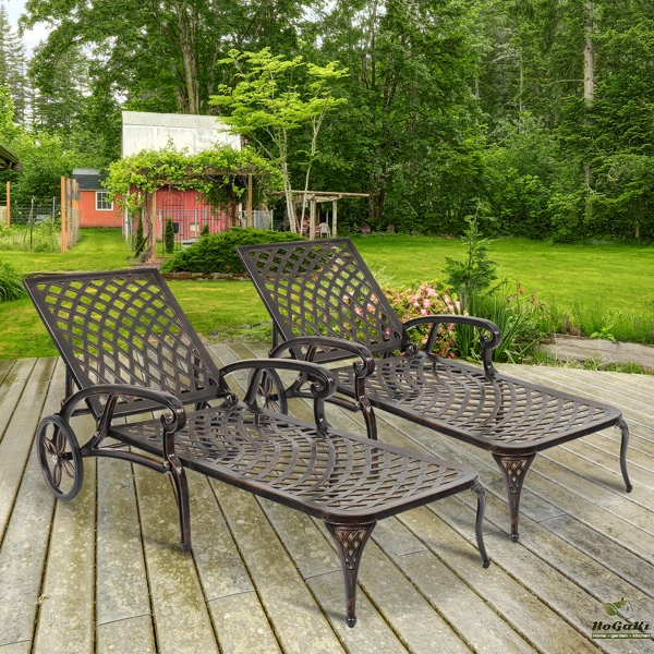 193*64.5*93cm 靠背可调节 古铜色 庭院铸铝躺床 N001-38