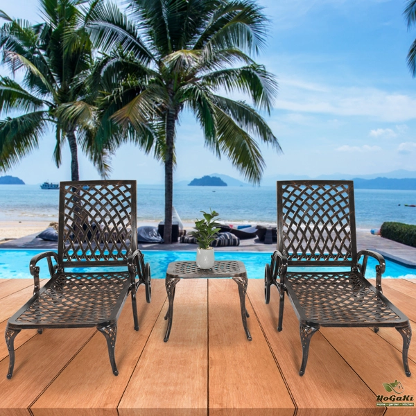 193*64.5*93cm 靠背可调节 古铜色 庭院铸铝躺床 N001-41