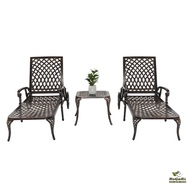 193*64.5*93cm 靠背可调节 古铜色 庭院铸铝躺床 N001-44