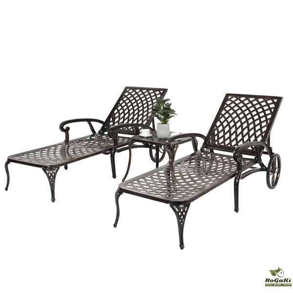 193*64.5*93cm 靠背可调节 古铜色 庭院铸铝躺床 N001-45