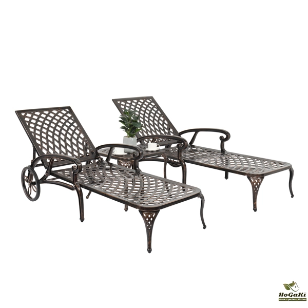 193*64.5*93cm 靠背可调节 古铜色 庭院铸铝躺床 N001-46