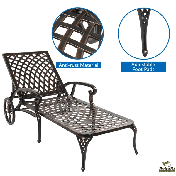 193*64.5*93cm 靠背可调节 古铜色 庭院铸铝躺床 N001-30