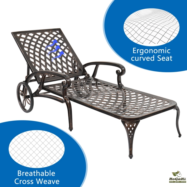 193*64.5*93cm 靠背可调节 古铜色 庭院铸铝躺床 N001-33