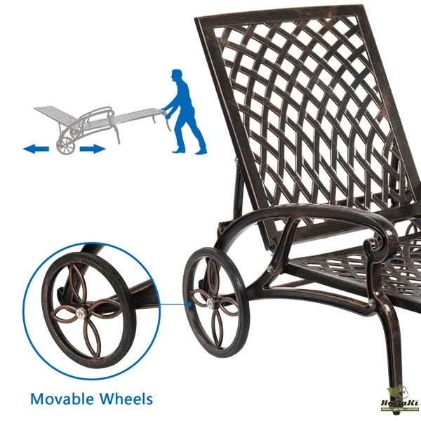 193*64.5*93cm 靠背可调节 古铜色 庭院铸铝躺床 N001-36