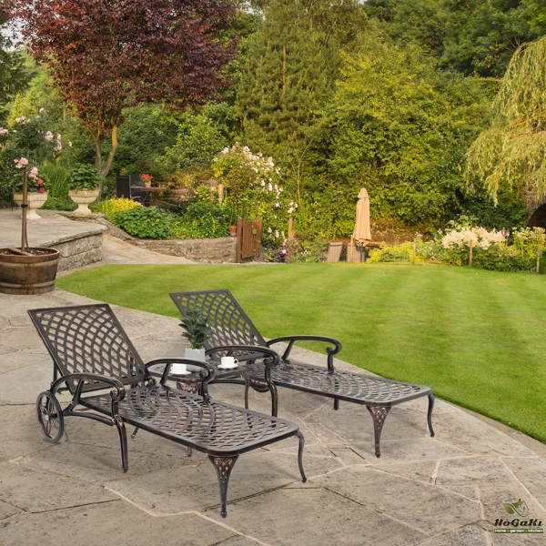 193*64.5*93cm 靠背可调节 古铜色 庭院铸铝躺床 N001-37