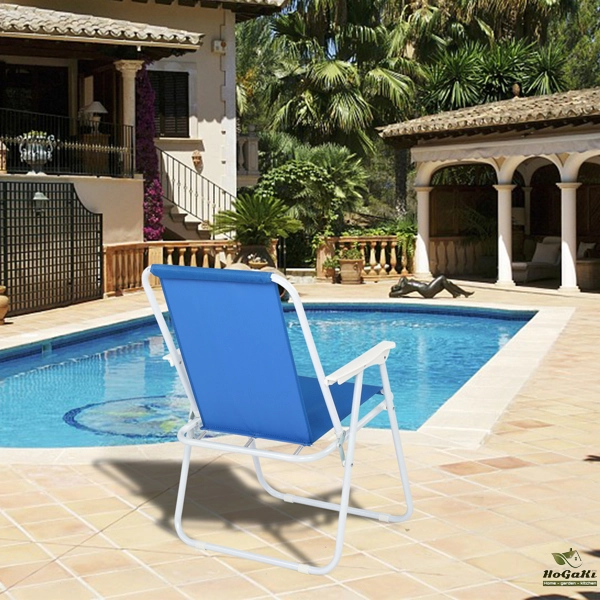  蓝色牛津布 沙滩椅 白色铁框架 52*54.5*75.5cm 100kg N001-34