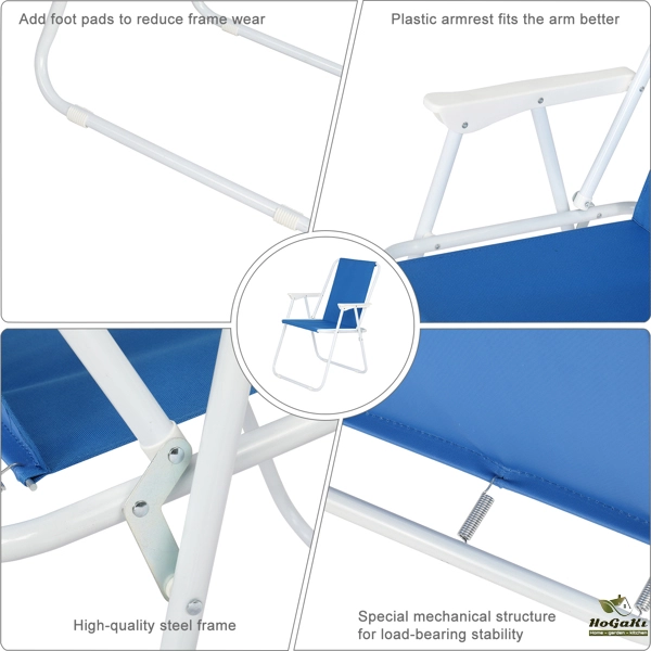  蓝色牛津布 沙滩椅 白色铁框架 52*54.5*75.5cm 100kg N001-35