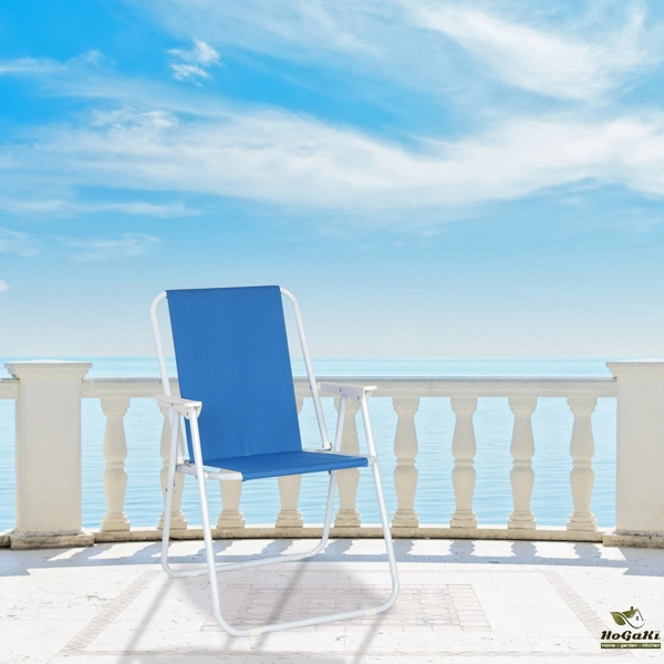  蓝色牛津布 沙滩椅 白色铁框架 52*54.5*75.5cm 100kg N001-38