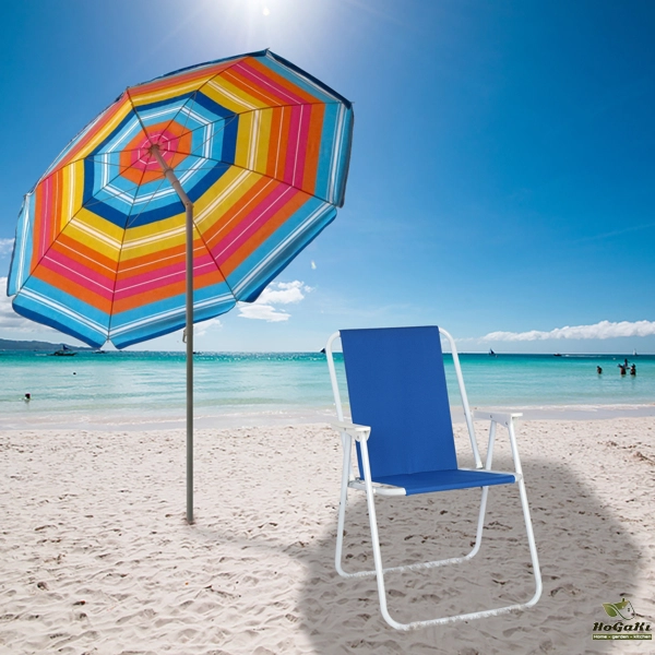 蓝色牛津布 沙滩椅 白色铁框架 52*54.5*75.5cm 100kg N001-42