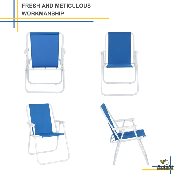  蓝色牛津布 沙滩椅 白色铁框架 52*54.5*75.5cm 100kg N001-27