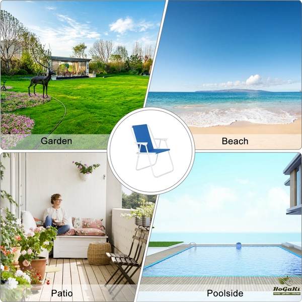  蓝色牛津布 沙滩椅 白色铁框架 52*54.5*75.5cm 100kg N001-29