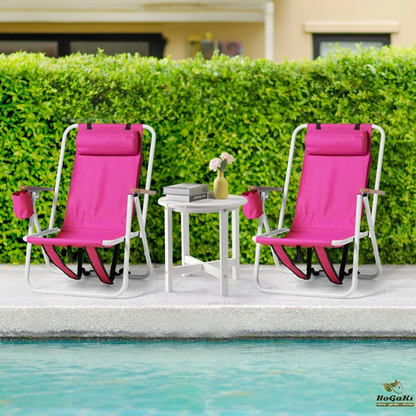 2pcs 23*21.7*31.5in 芭比粉色 沙滩椅 钢管 牛津布 120kg 4档调节 N001-30