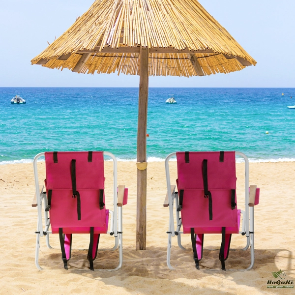 2pcs 23*21.7*31.5in 芭比粉色 沙滩椅 钢管 牛津布 120kg 4档调节 N001-31