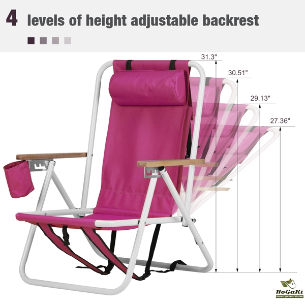 2pcs 23*21.7*31.5in 芭比粉色 沙滩椅 钢管 牛津布 120kg 4档调节 N001-38