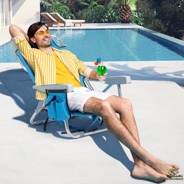  25* 25*32in 蓝色 沙滩椅 牛津布 银白色铝管 100.00kg 矮款 N001-34