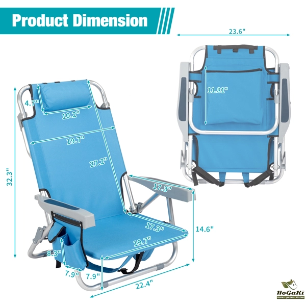  25* 25*32in 蓝色 沙滩椅 牛津布 银白色铝管 100.00kg 矮款 N001-26