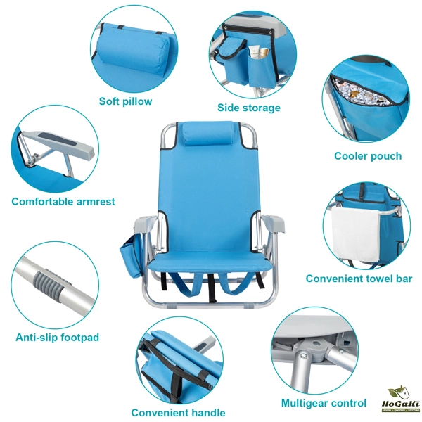  25* 25*32in 蓝色 沙滩椅 牛津布 银白色铝管 100.00kg 矮款 N001-31