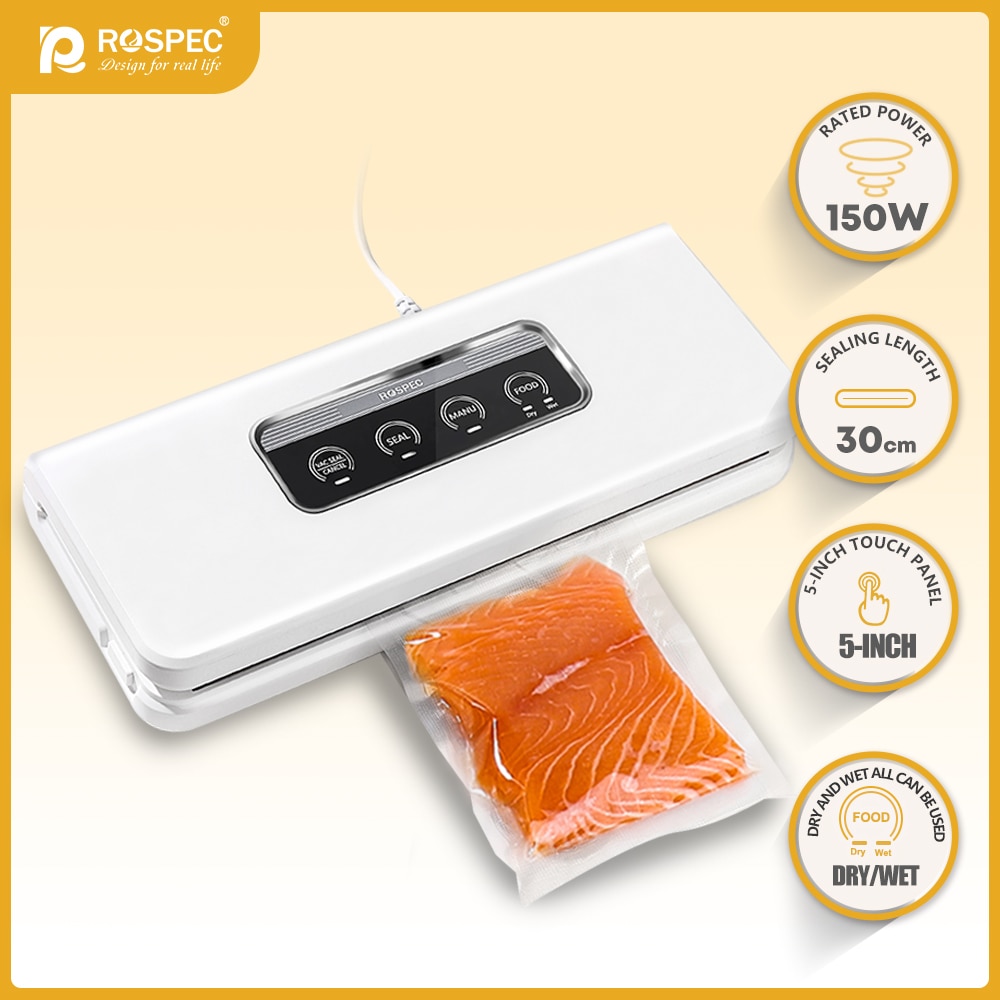 ROSPEC Automatic Vacuum Sealer With Free Vaccum Sealing Bags Packing Machine Food Storage Packer For Dry Wet Food Perservation