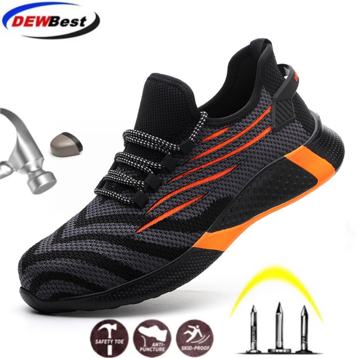 Men And Women Safety Work Shoes with Steel Toe Cap Puncture-Proof Boots Lightweight Breathable Sneakers Dropshipping