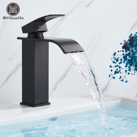 Wholesale And Retail Deck Mount Waterfall Bathroom Faucet Vanity Vessel Sinks Mixer Tap Cold And Hot Water Tap