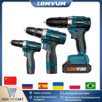 LOMVUM Rechargeable Lithium Battery cordless Electric Drill bit 12V 16.8V 25V Electric Screwdriver Torque screw gun power tools